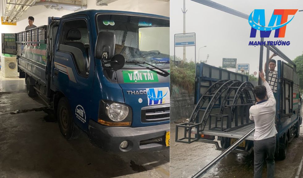 Xe tải Mạnh Trường chuẩn bị khởi hành - Thuê xe vận chuyển tại Hà Nội